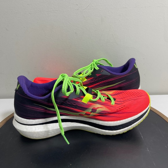 Saucony Endorphin Pro 2 Women 10 Running Shoes Red Yellow Carbon Plate Fast - Picture 6 of 14